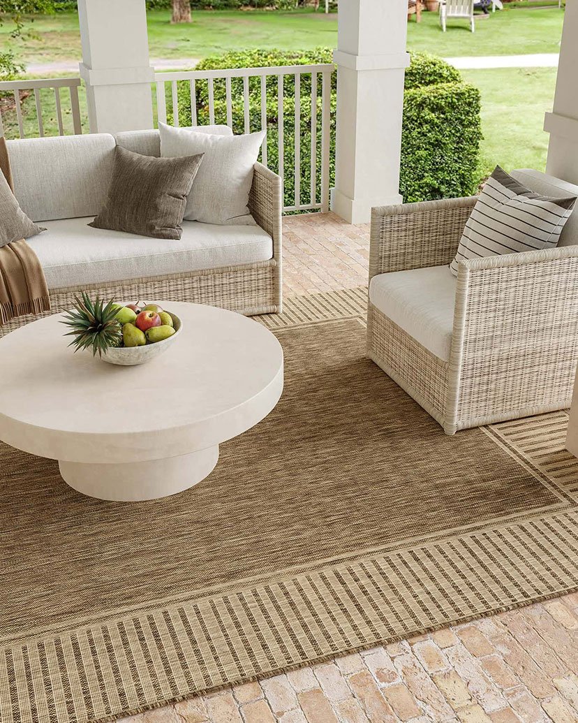 Striped Border IndoorOutdoor Flatweave Rug - 图片 3