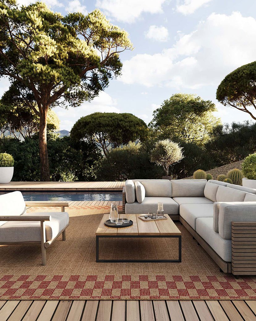 Vesna Bordered Checkered IndoorOutdoor Rug - 图片 3