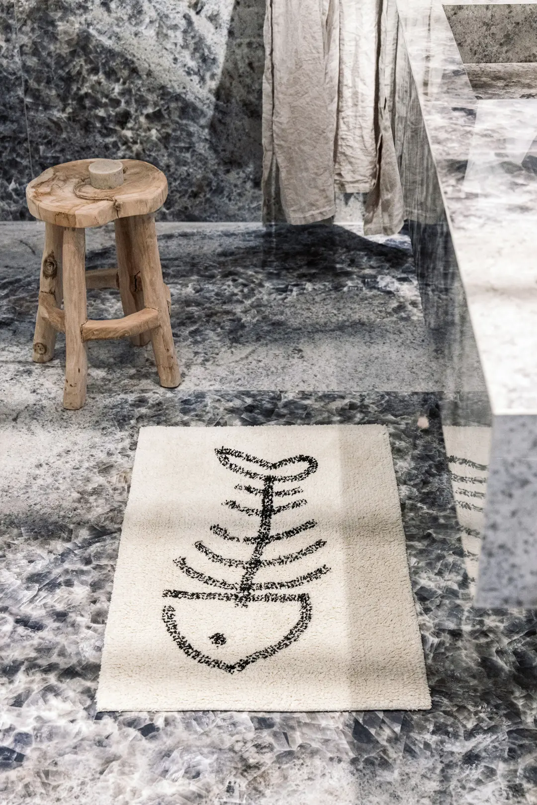 Neptun-Natural White BlackBath mat - 图片 3